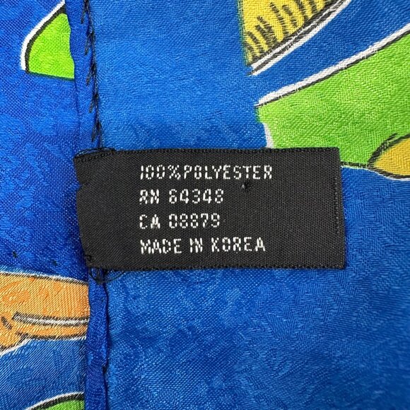 Vintage Scarf Blue Rainbow 1980s High Heel Shoes Korea Polyester Kitschy Retro - Picture 5 of 9